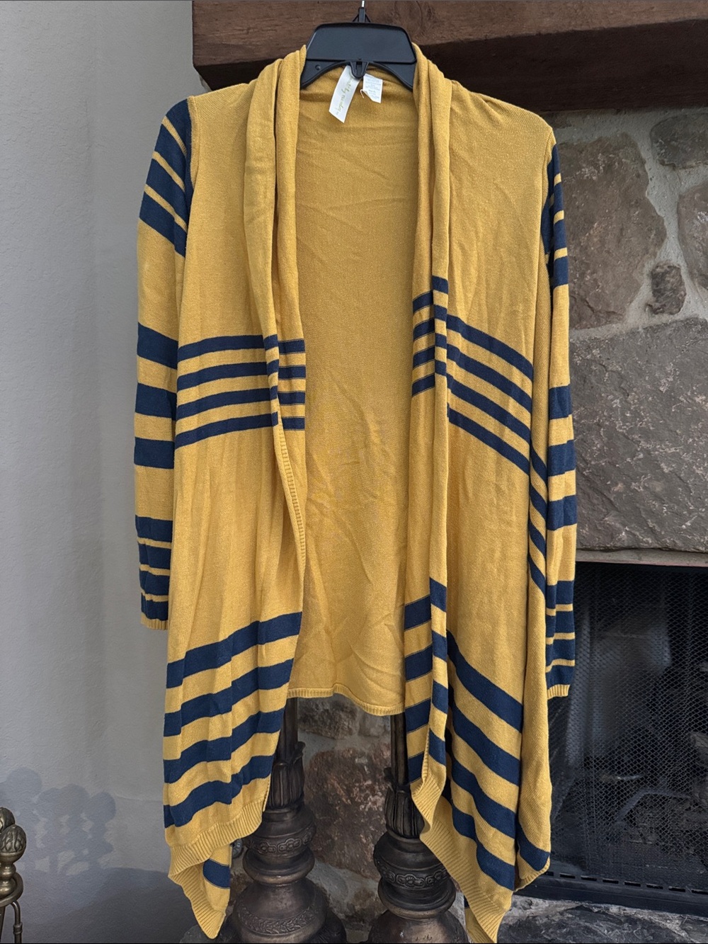 Matilda Jane Mustard & Navy Striped Cardigan Vintage Paint by Numbers sweater
